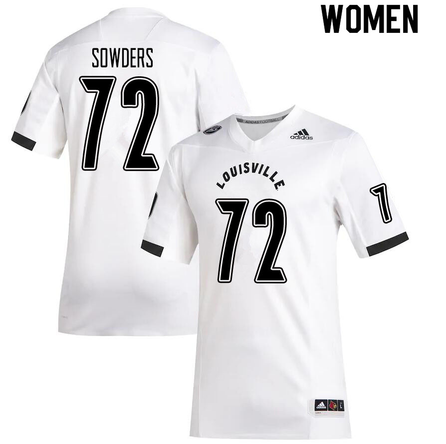Women #72 Emmanual Sowders Louisville Cardinals College Football Jerseys Sale-White - Click Image to Close